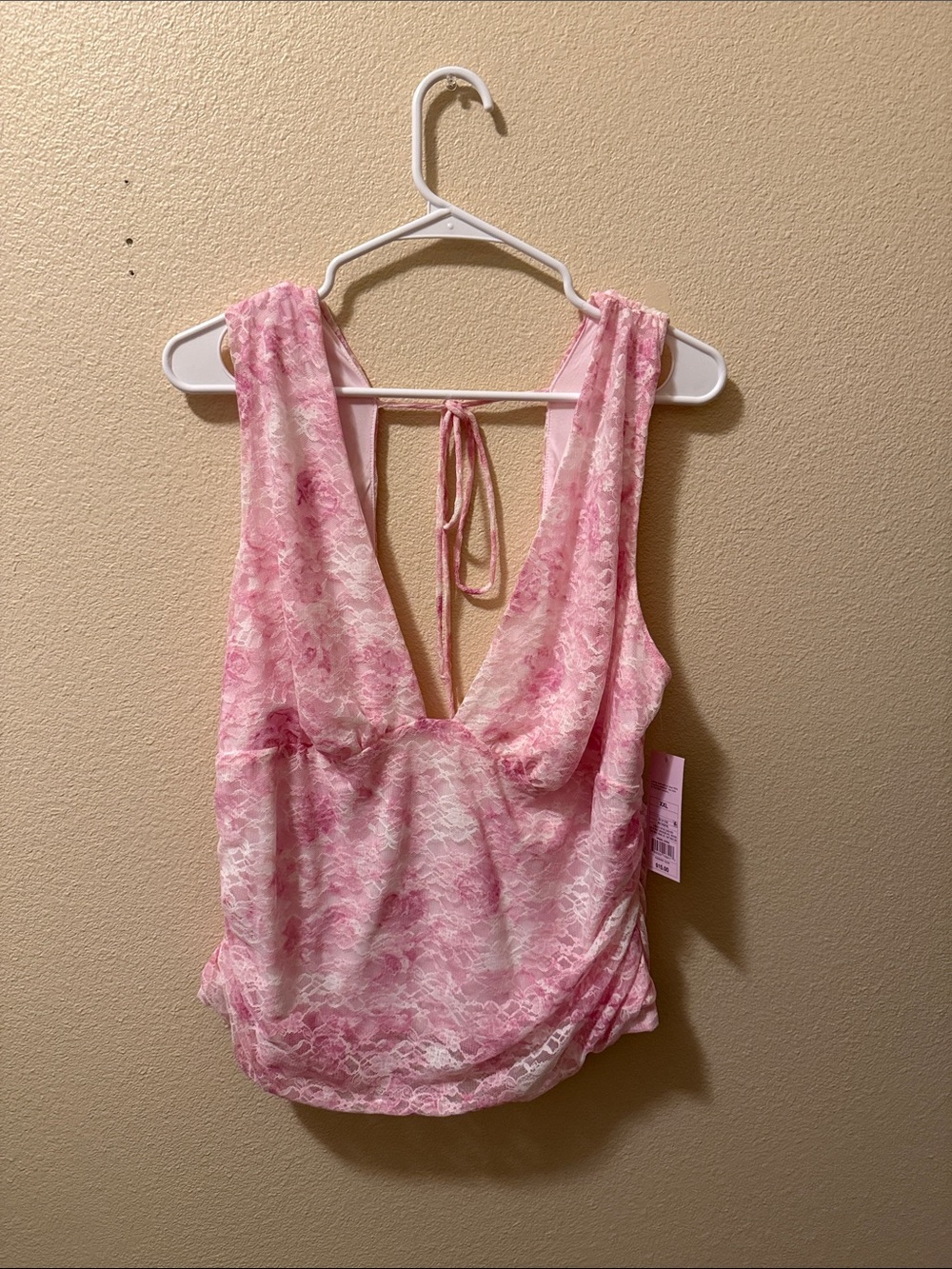 wild fable Pink Lace Deep V Chemise Top